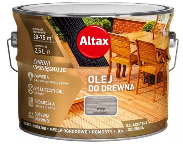 Obrazek Altax Olej Do Drewna Szary 2,5l