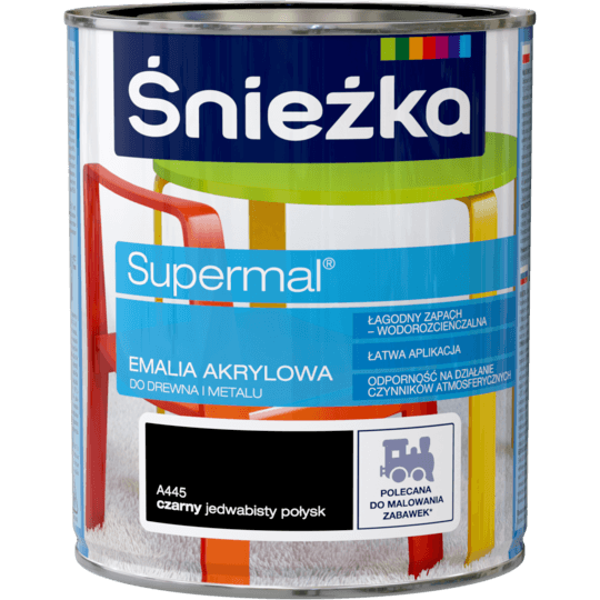 Obrazek ŚNIEŻKA Emalia Akrylowa A445 Czarny 0,8