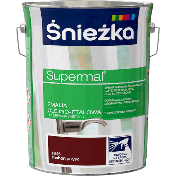 Obrazek ŚNIEŻKA Supermal® Emalia Olejno-ftalowa Połysk F545  Mahoń 5 L.