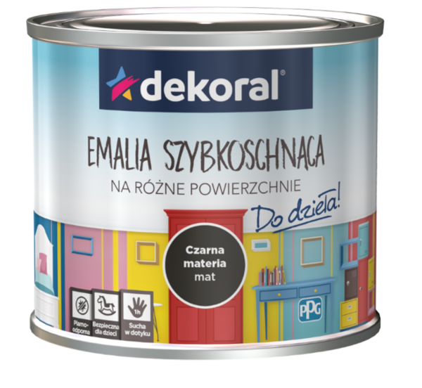 Obrazek DEKORAL EMALIA SZYBKOSCHNĄCA DO DZIEŁA! Czarna MATeria 0,5 L