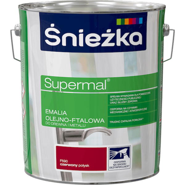 Obrazek ŚNIEŻKA Supermal® Emalia Olejno-ftalowa Połysk F590 Czerwony 10 L.