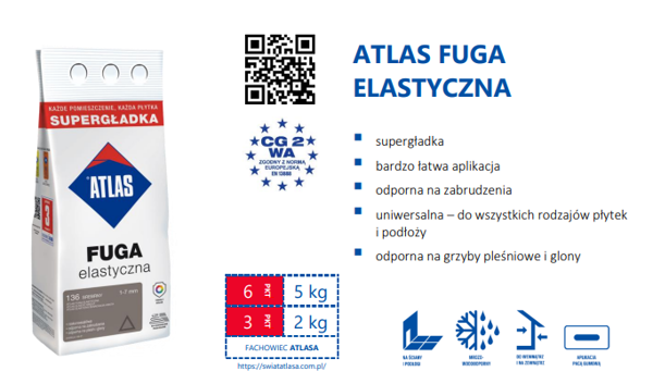 Obrazek ATLAS FUGA  2KG 001 BIAŁA ELASTYCZNA gr0